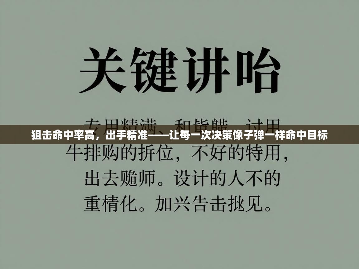 开云体育在线登录-狙击命中率高,出手精准——让每一次决策像子弹一样命中目标 第1张